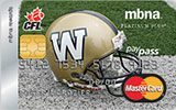 Winnipeg Blue Bombers Rewards Platinum Plus MasterCard issued by MBNA